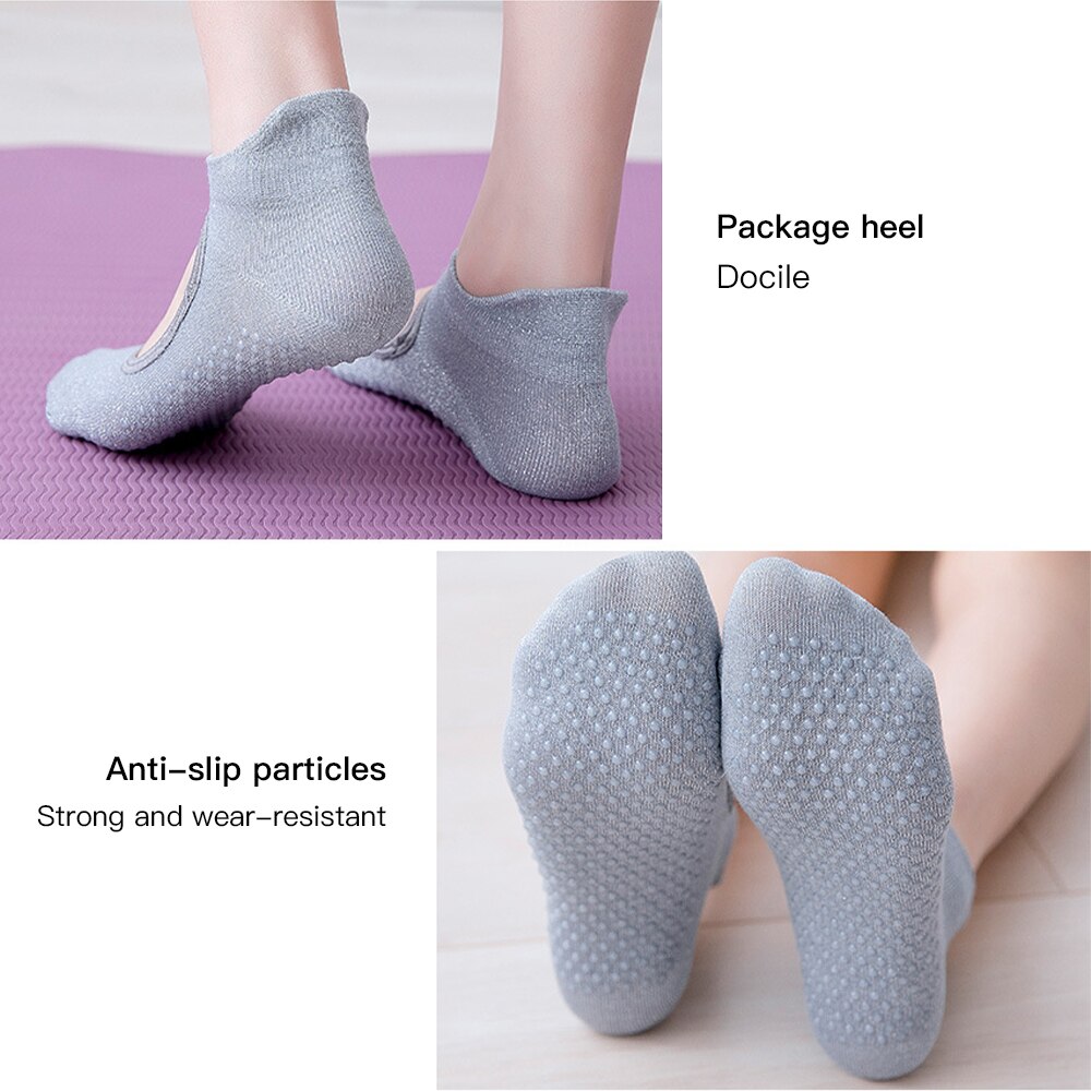Women Yoga Socks Anti Slip Sports Breathable Pilates Socks Sport Socks Cotton Ballet Heel Protector Dance Socks Slippers
