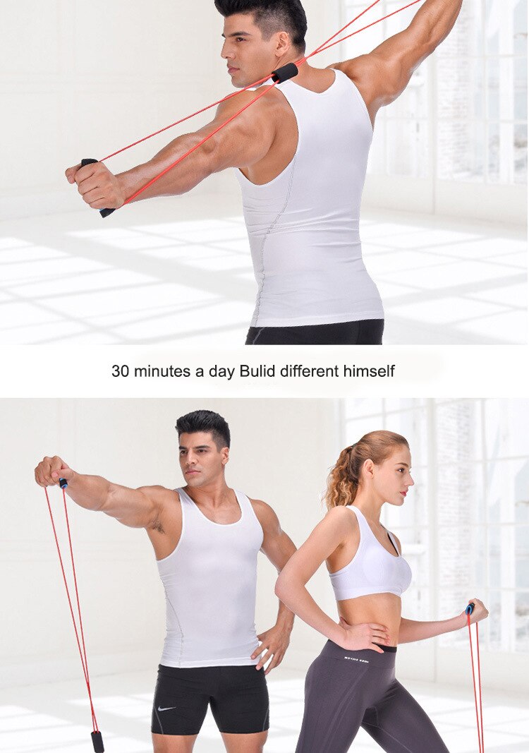 1 Pcs Portable Fitness Equipment 8 Word Chest Expander Rope Resistance Bands Elastic Bands for Fitness Rubber Bands Expander