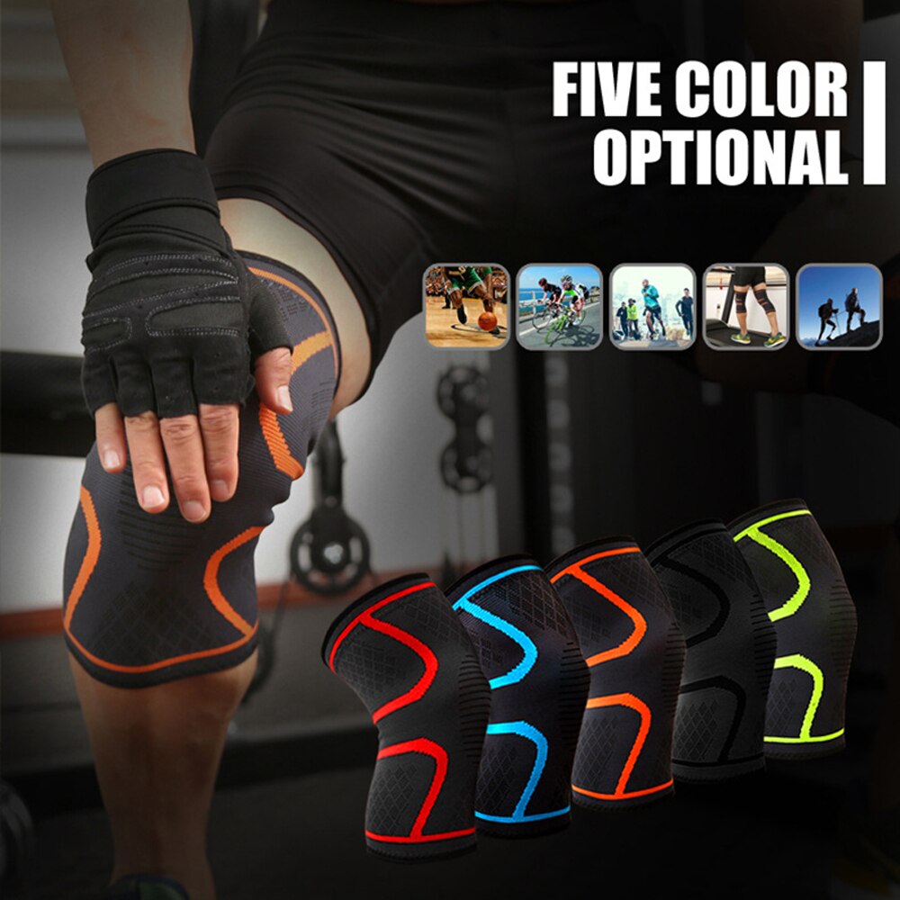 1Pc Fitness Running Knee support Cycling Knee Support Braces Elastic Sport Compression Knee Pad Sleeve for Basketball Volleyball