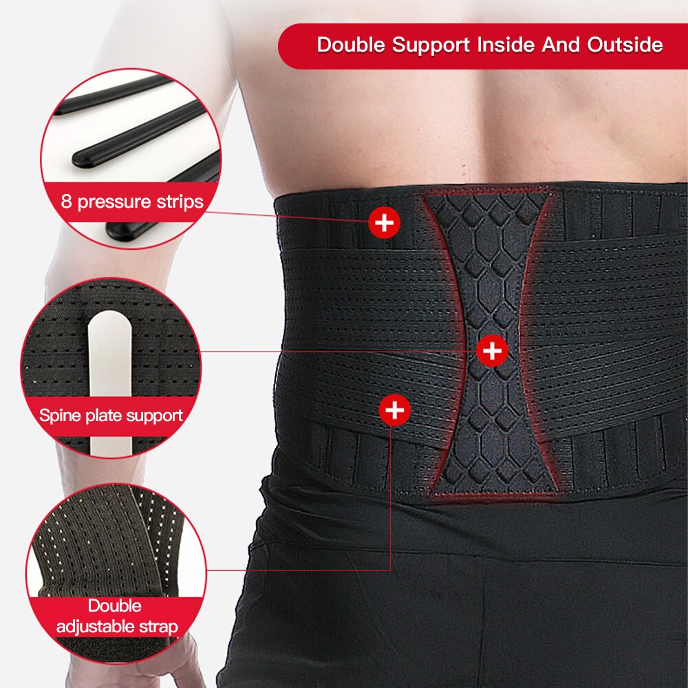 Fitness Waist Support Belt Strong Lower Back Brace Support Corset Belt Back Support Belts Sweat Belt for Sports Pain Relief