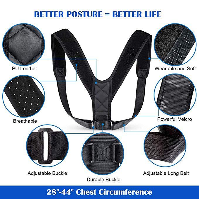 Posture Corrector Adjustable Back Support Belt Spine Back Belt Shoulder Brace Posture Correction Back Straightener Corset