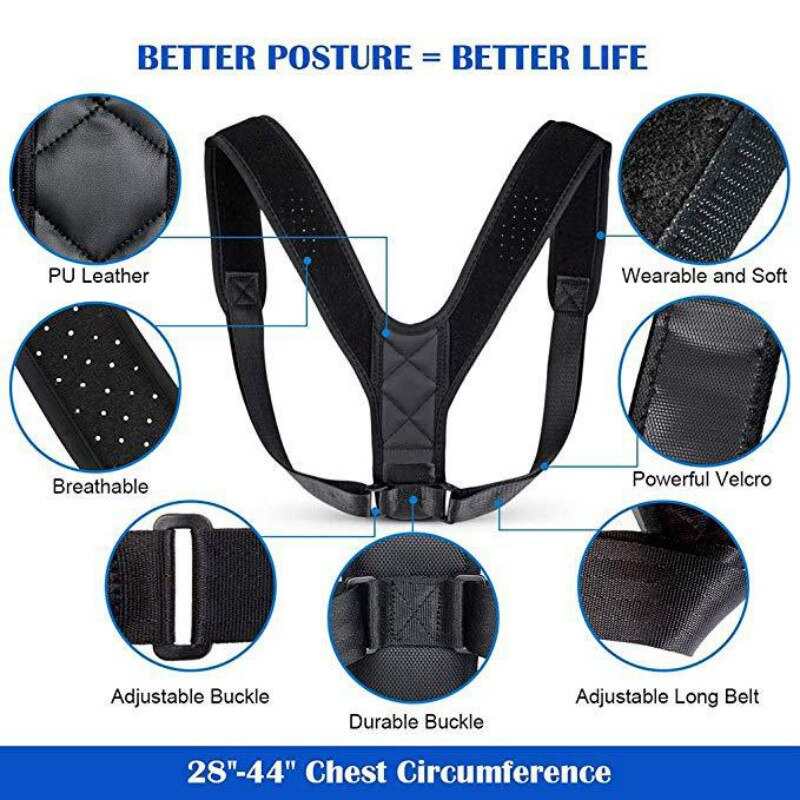 Posture Corrector Adjustable Back Support Belt Spine Back Belt Shoulder Brace Posture Correction Back Straightener Corset Posture Corrector Adjustable Back Support Belt Spine Back Belt Shoulder Brace Posture Correction Back Straightener Corset