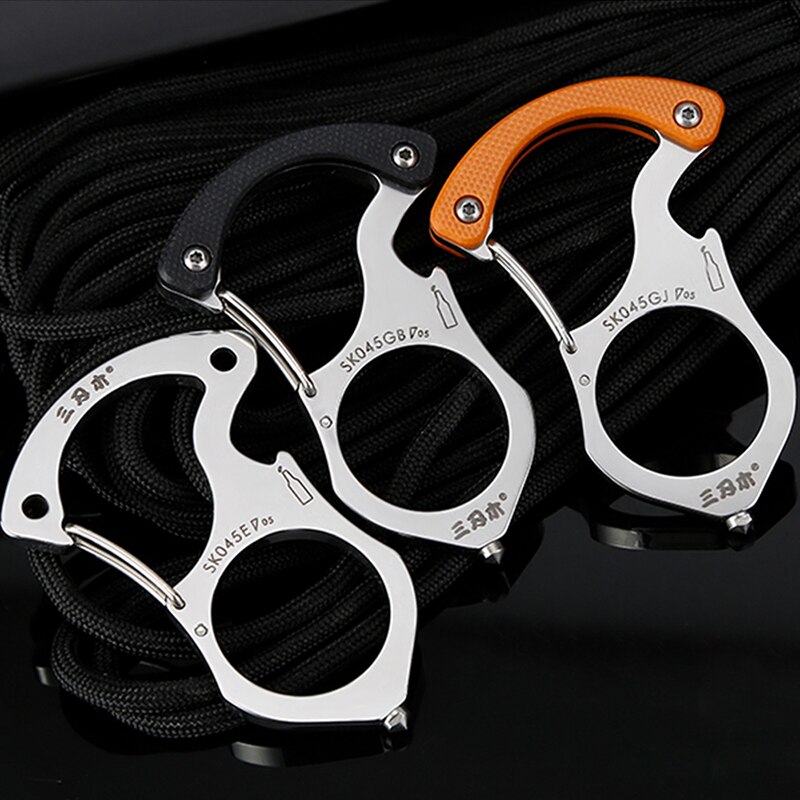 Outdoor Multi-Tool Chain Key Ring Camping Survival Tool Carabiner Glass Breaker Tiger Pinion Multifunction