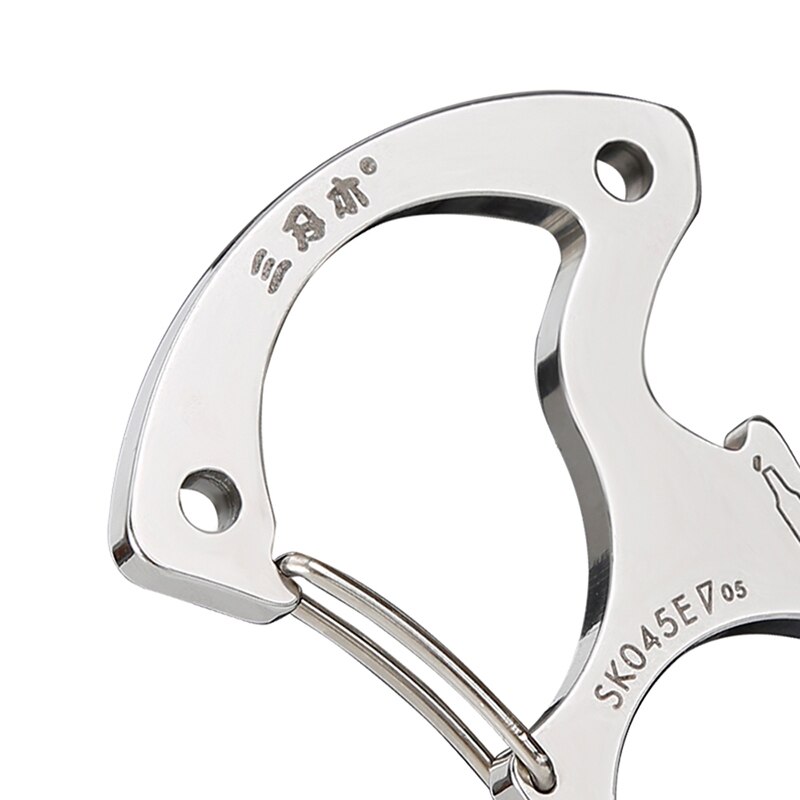 Outdoor Multi-Tool Chain Key Ring Camping Survival Tool Carabiner Glass Breaker Tiger Pinion Multifunction