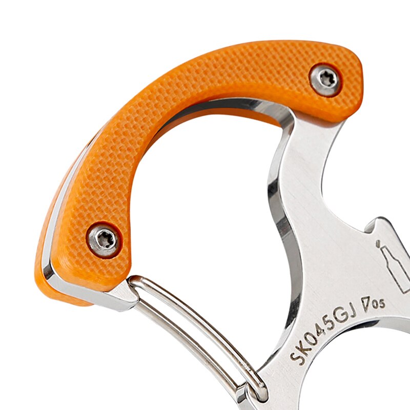 Outdoor Multi-Tool Chain Key Ring Camping Survival Tool Carabiner Glass Breaker Tiger Pinion Multifunction