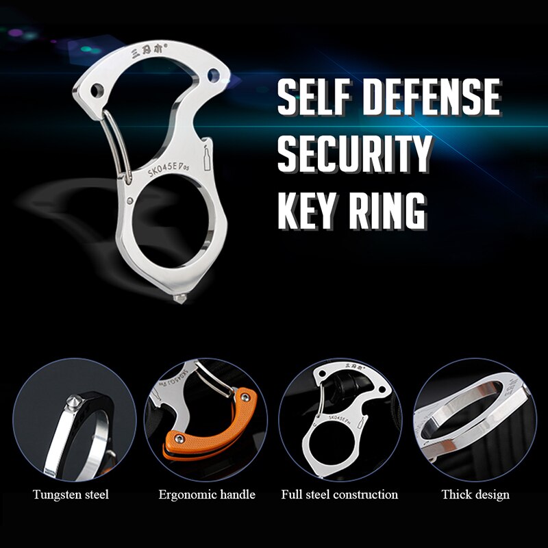 Outdoor Multi-Tool Chain Key Ring Camping Survival Tool Carabiner Glass Breaker Tiger Pinion Multifunction
