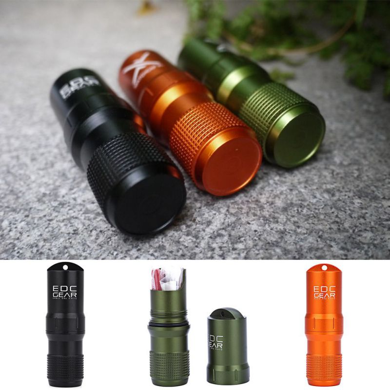 Portable Camping EDC Waterproof Box Capsule Hike Survival Pill / Match Case Container Survive Seal Trunk Holder Storage