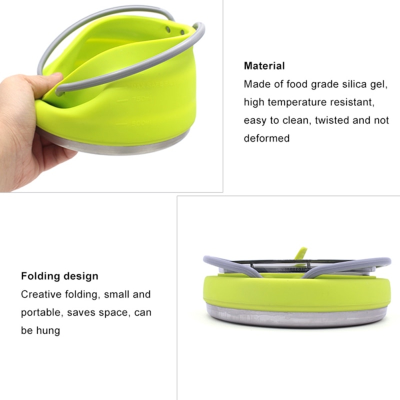 Collapsible Camping Kettle For Hiking Travel Outdoors Durable Easy To Clean Not Twisted Or Deformed Collapsible Camping Kettle For Hiking Travel Outdoors Durable Easy To Clean Not Twisted Or Deformed