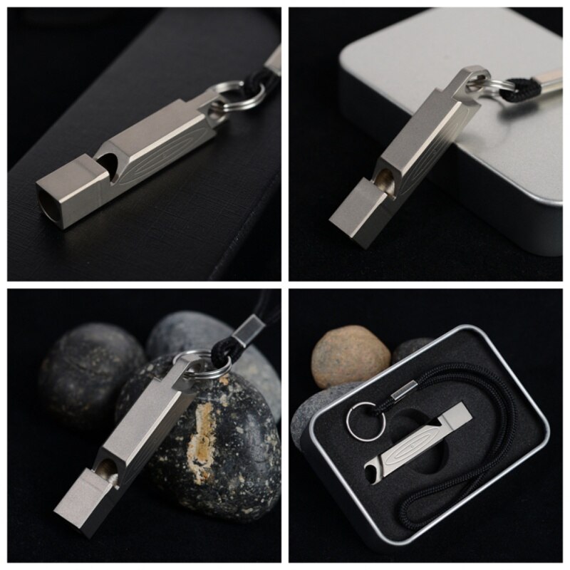 Titanium Whistle with Cord Portable Emergency Hiking Camping Outdoor Survival Tools for Exploring