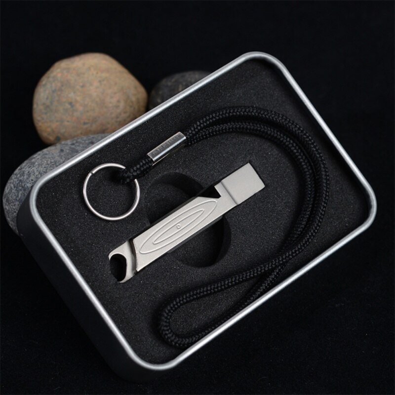 Titanium Whistle with Cord Portable Emergency Hiking Camping Outdoor Survival Tools for Exploring