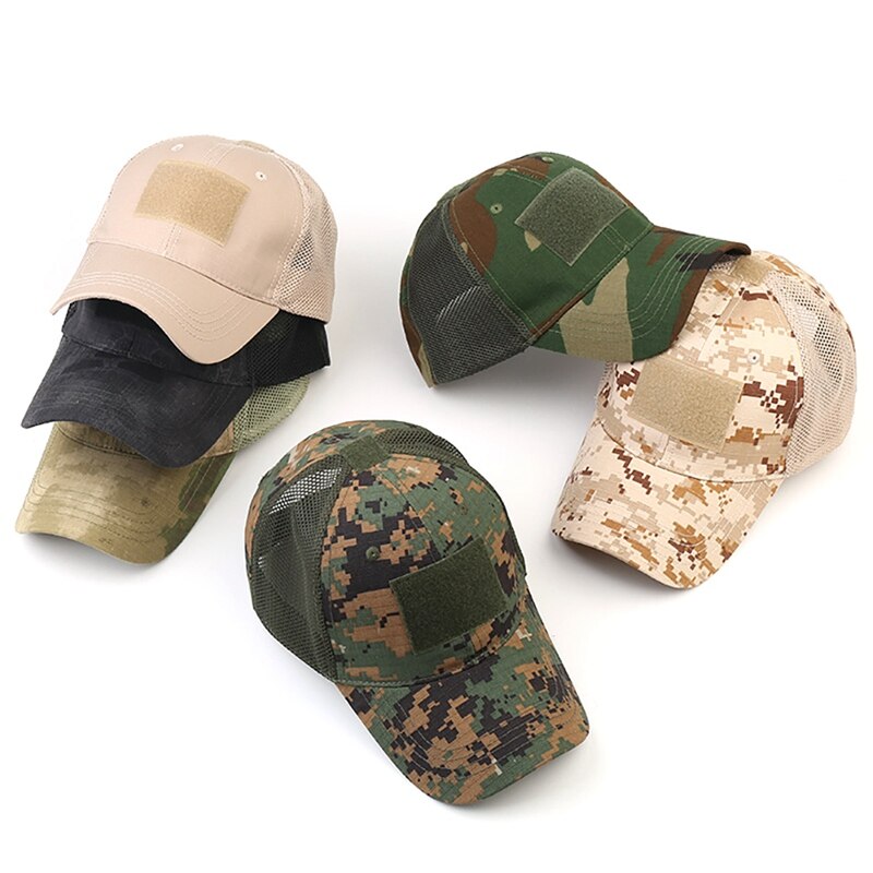 Tactical Camo Cap Outdoor Sport Snapback Stripe Militarie Camouflage Hat Simplicity Hunting Mesh Cap