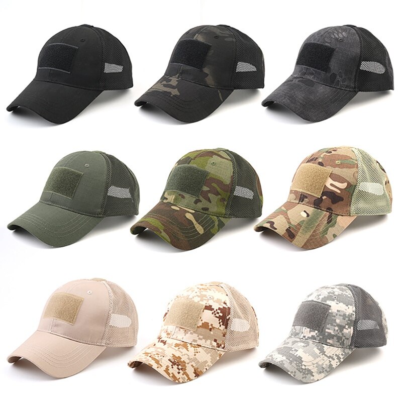 Tactical Camo Cap Outdoor Sport Snapback Stripe Militarie Camouflage Hat Simplicity Hunting Mesh Cap