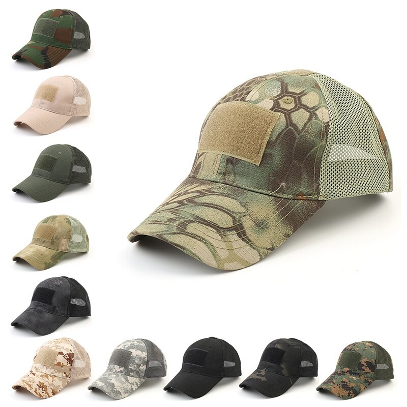 Tactical Camo Cap Outdoor Sport Snapback Stripe Militarie Camouflage Hat Simplicity Hunting Mesh Cap