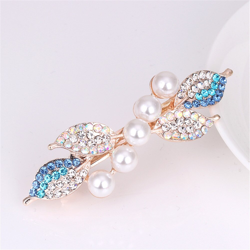 The New Pearl Rhinestone Spring Clip Color Flower Alloy Hairgrips Boutique Fashion Wild Hair Accessories For Women