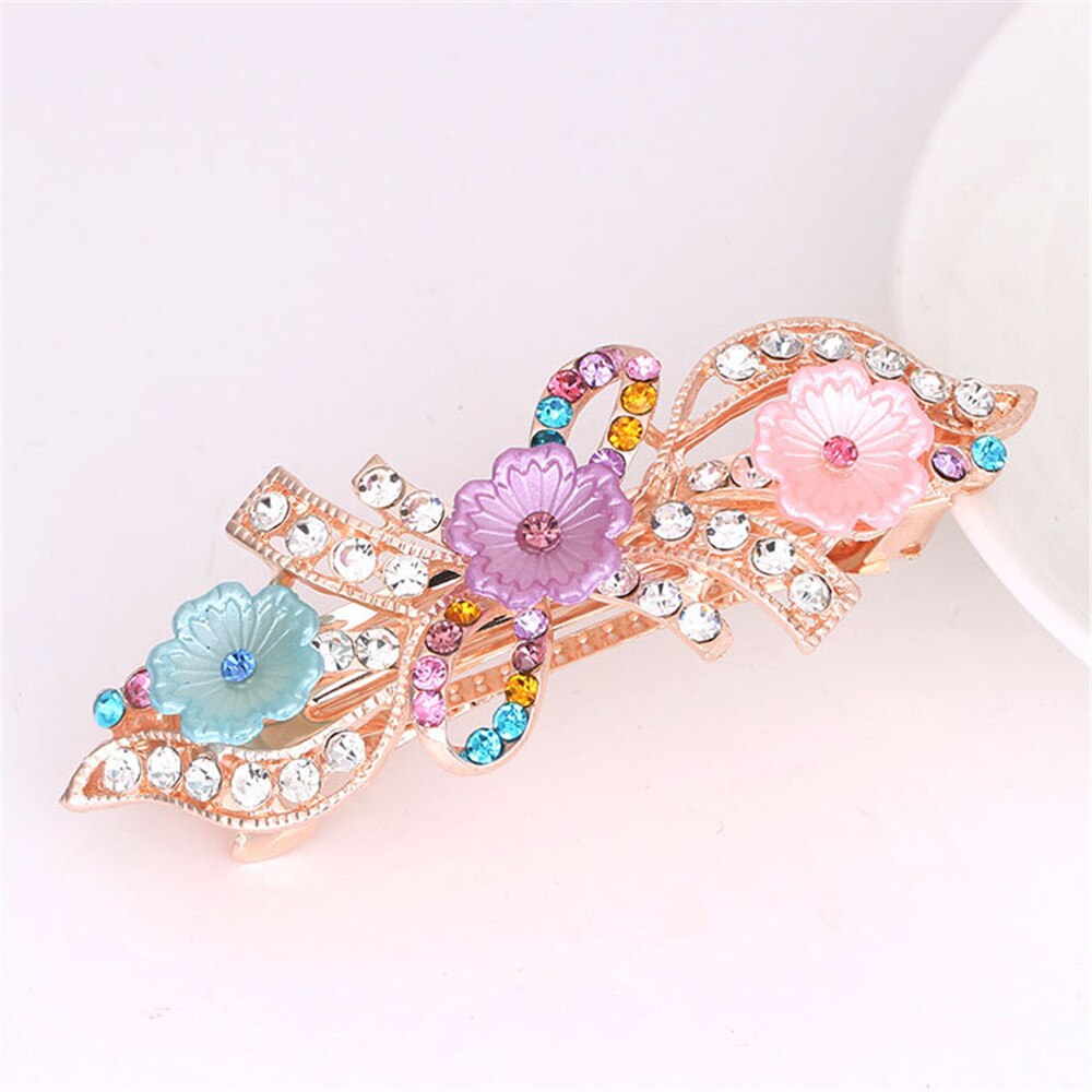 The New Pearl Rhinestone Spring Clip Color Flower Alloy Hairgrips Boutique Fashion Wild Hair Accessories For Women The New Pearl Rhinestone Spring Clip Color Flower Alloy Hairgrips Boutique Fashion Wild Hair Accessories For Women