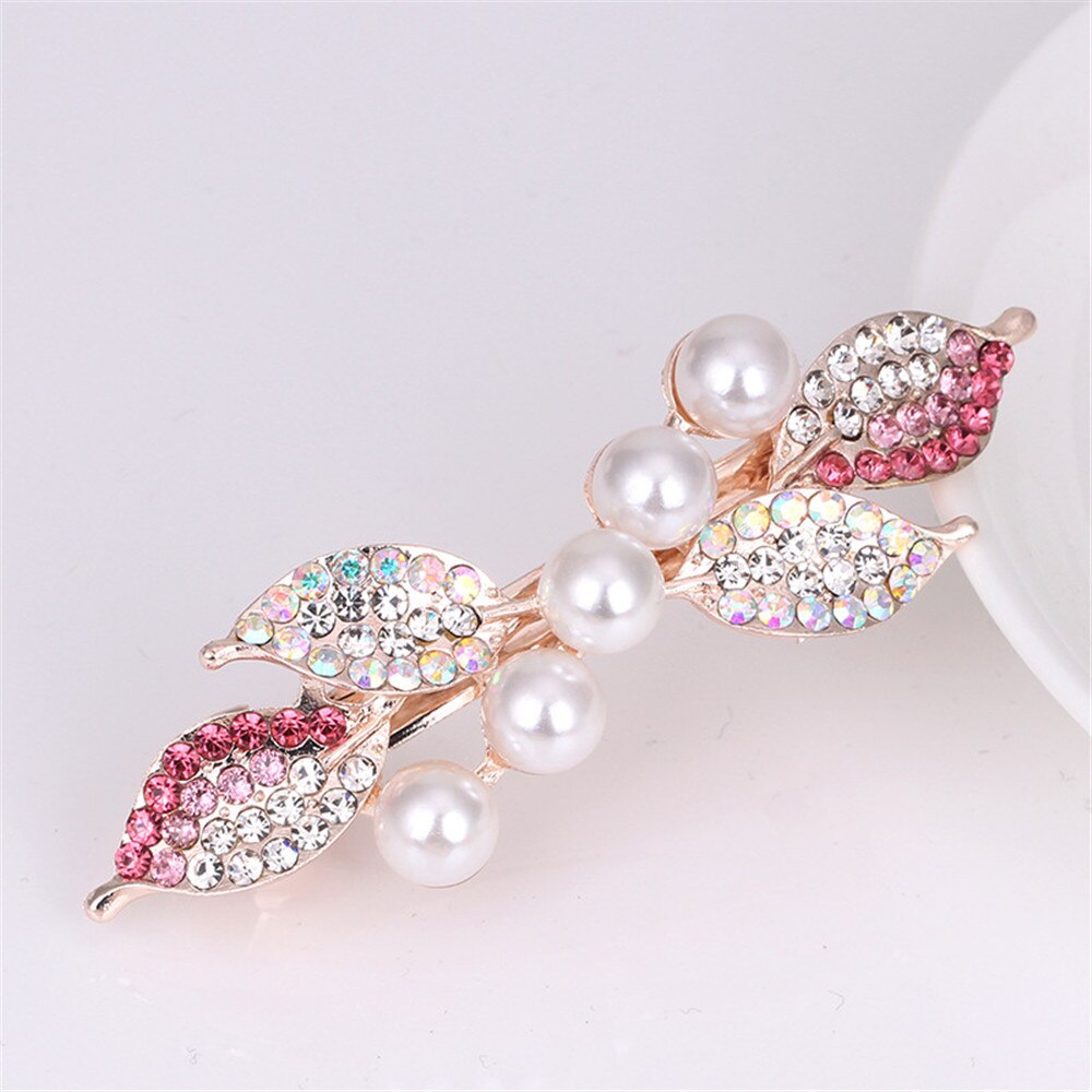 The New Pearl Rhinestone Spring Clip Color Flower Alloy Hairgrips Boutique Fashion Wild Hair Accessories For Women