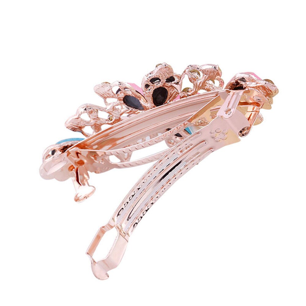The New Pearl Rhinestone Spring Clip Color Flower Alloy Hairgrips Boutique Fashion Wild Hair Accessories For Women