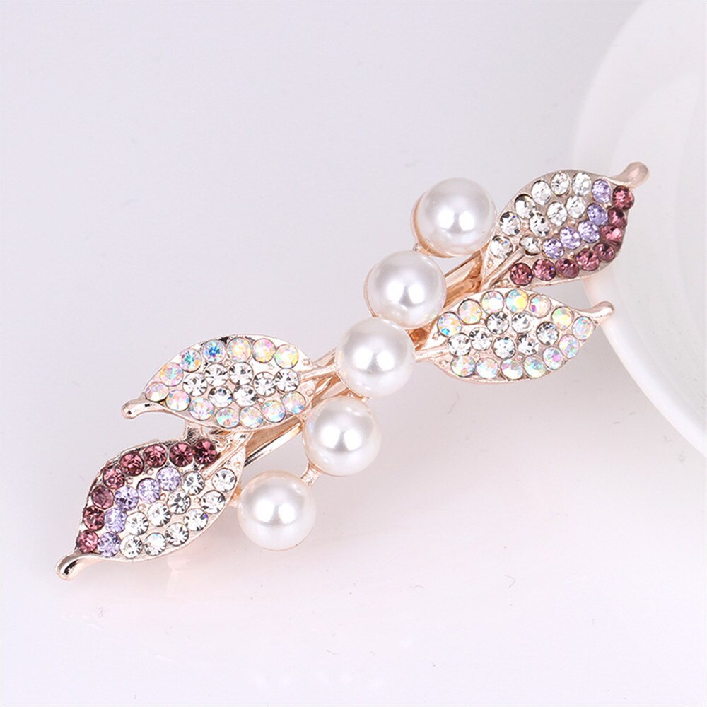 The New Pearl Rhinestone Spring Clip Color Flower Alloy Hairgrips Boutique Fashion Wild Hair Accessories For Women