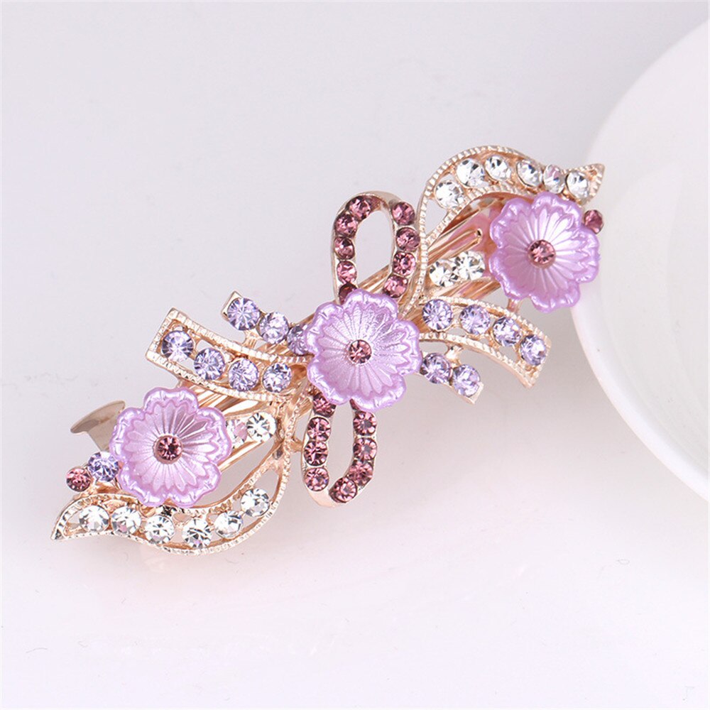 The New Pearl Rhinestone Spring Clip Color Flower Alloy Hairgrips Boutique Fashion Wild Hair Accessories For Women