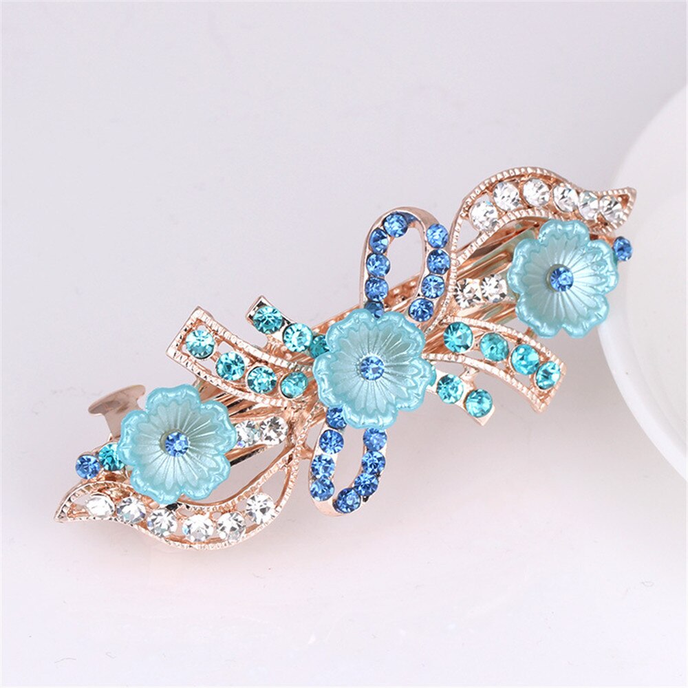 The New Pearl Rhinestone Spring Clip Color Flower Alloy Hairgrips Boutique Fashion Wild Hair Accessories For Women