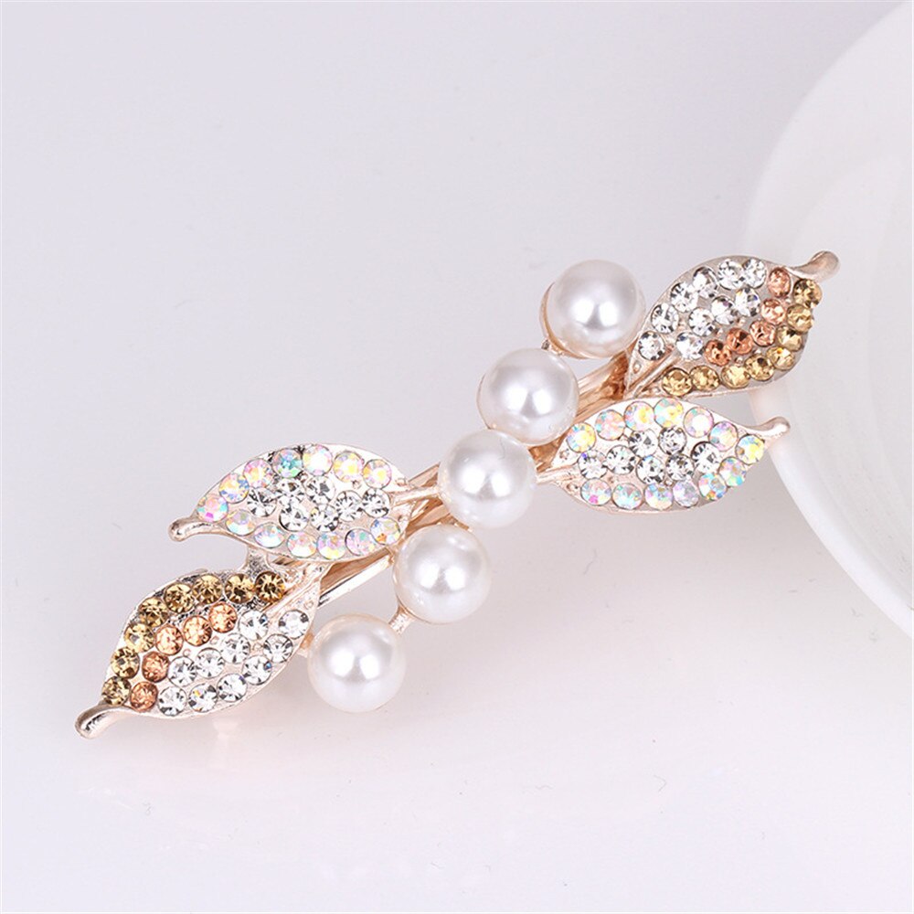 The New Pearl Rhinestone Spring Clip Color Flower Alloy Hairgrips Boutique Fashion Wild Hair Accessories For Women