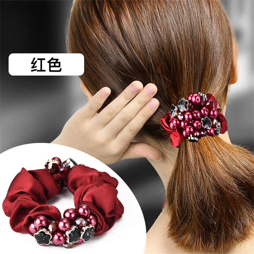 Fashion Pearls Beaded Hair Scrunchies Ponytail Hair Tie Sweet Pearl Elastic Hair Bands Pearl Flower Hair Rope Hair Accessories Fashion Pearls Beaded Hair Scrunchies Ponytail Hair Tie Sweet Pearl Elastic Hair Bands Pearl Flower Hair Rope Hair Accessories