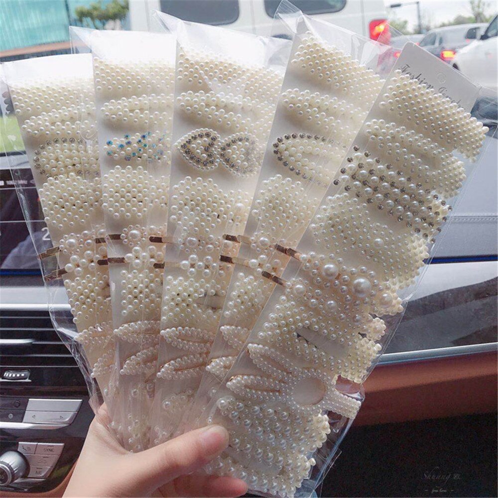 10PCS/Set Women Girls Elegant Imitation Pearls Geometric Hairpins Sweet Hair Ornament Clips Barrettes Fashion Hair Accessories