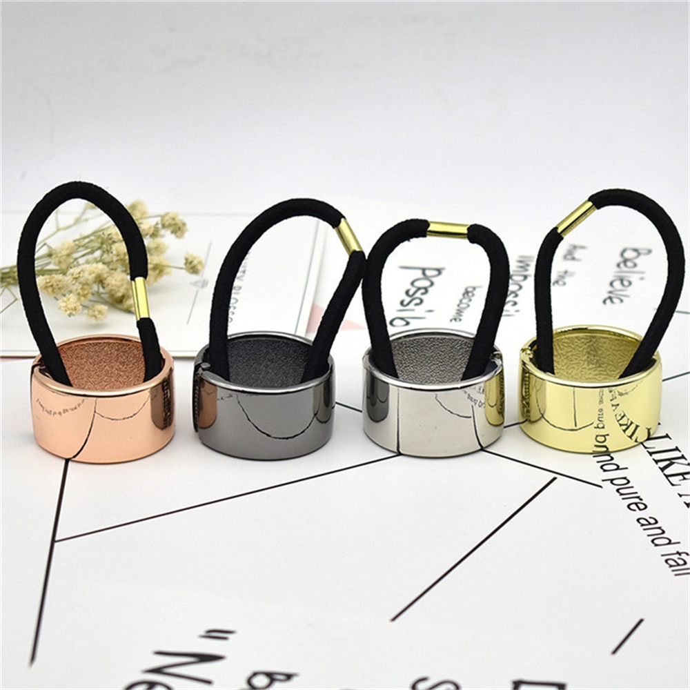 Chic Simple Hair Ring Metal Horsetail Wild Rope For Woman Girls Scrunchy Punk Ponytail Holder Elastic Hair Band Hair Accessories Chic Simple Hair Ring Metal Horsetail Wild Rope For Woman Girls Scrunchy Punk Ponytail Holder Elastic Hair Band Hair Accessories