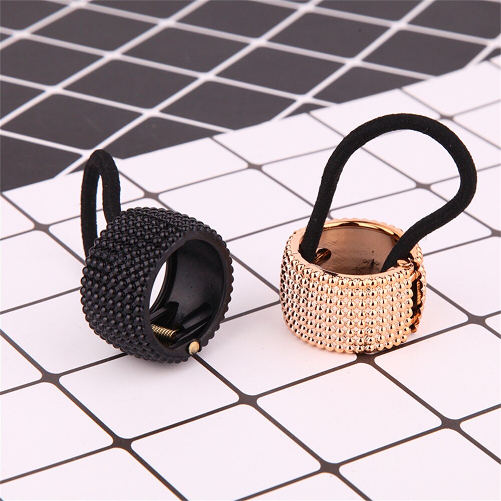 Chic Simple Hair Ring Metal Horsetail Wild Rope For Woman Girls Scrunchy Punk Ponytail Holder Elastic Hair Band Hair Accessories