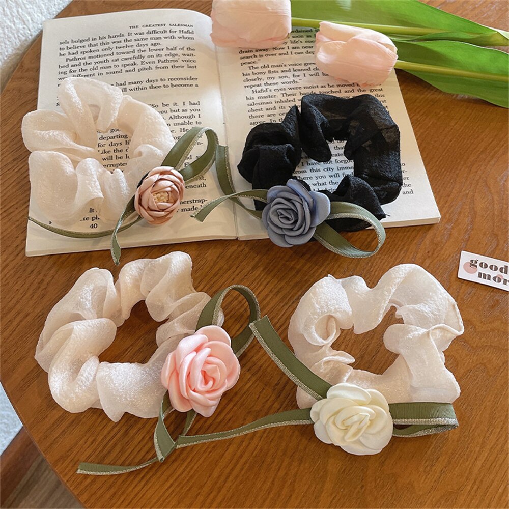 French Classic Camellia Hair Rope Spring Summer Scrunchies Ladies Large Intestine Hair Ring Gentle Temperament Flower Hair Tie French Classic Camellia Hair Rope Spring Summer Scrunchies Ladies Large Intestine Hair Ring Gentle Temperament Flower Hair Tie