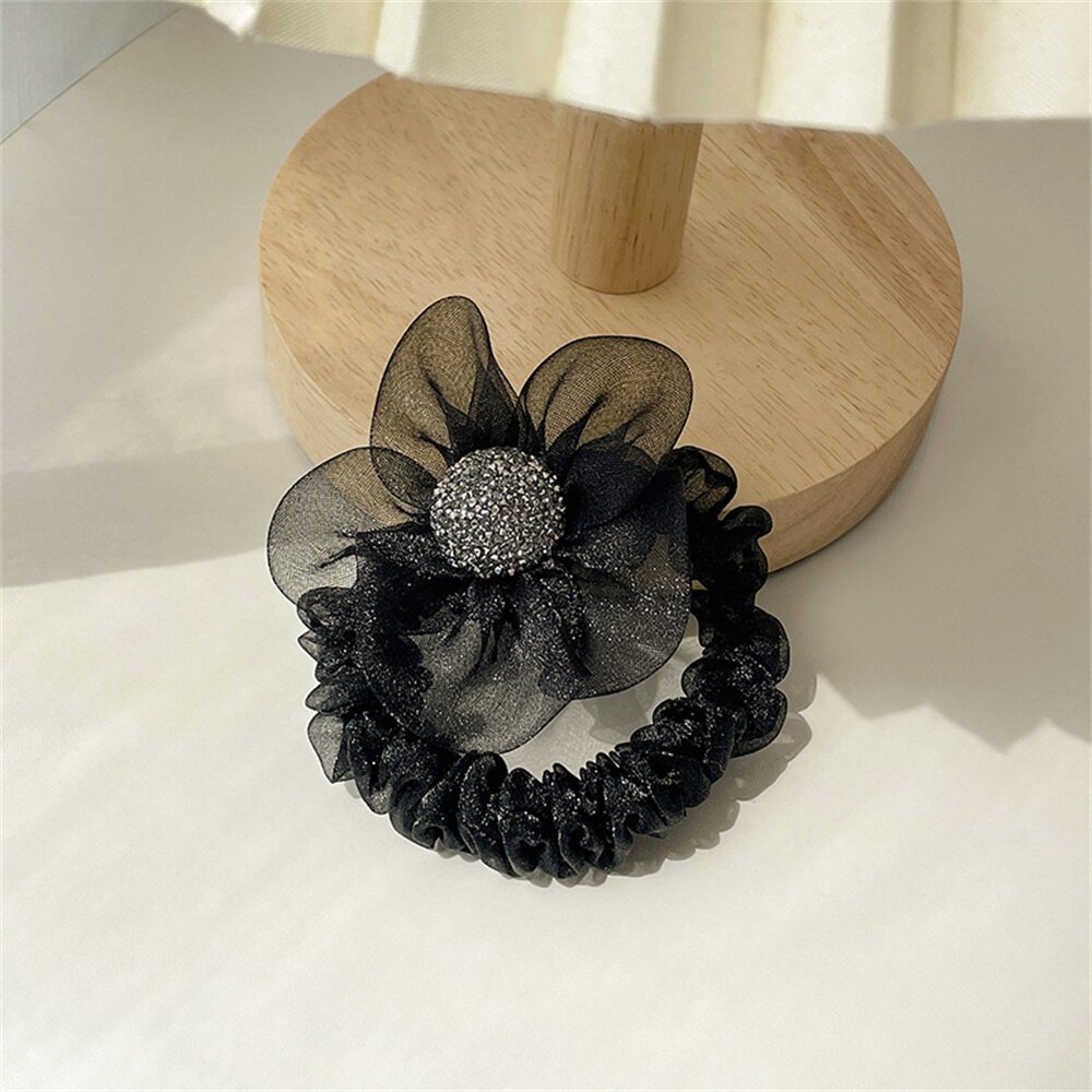 French Classic Camellia Hair Rope Spring Summer Scrunchies Ladies Large Intestine Hair Ring Gentle Temperament Flower Hair Tie