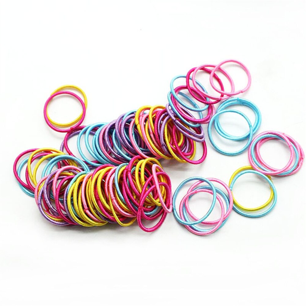 New 100pcs/lot Hair bands Girl Candy Color Elastic Rubber Band Hair band Child Baby Headband Scrunchie Hair Accessories For Hair