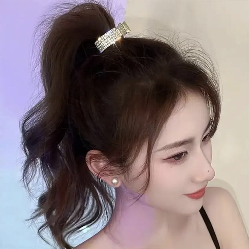 Pearl Rhinestone Metal Hair Clip Small Diamond Hairpins High Ponytail Holder Hair Claws Wedding Korean Hair Jewelry Accessories Pearl Rhinestone Metal Hair Clip Small Diamond Hairpins High Ponytail Holder Hair Claws Wedding Korean Hair Jewelry Accessories