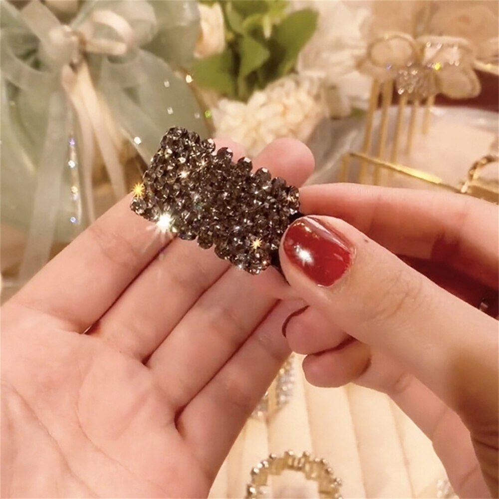 Pearl Rhinestone Metal Hair Clip Small Diamond Hairpins High Ponytail Holder Hair Claws Wedding Korean Hair Jewelry Accessories