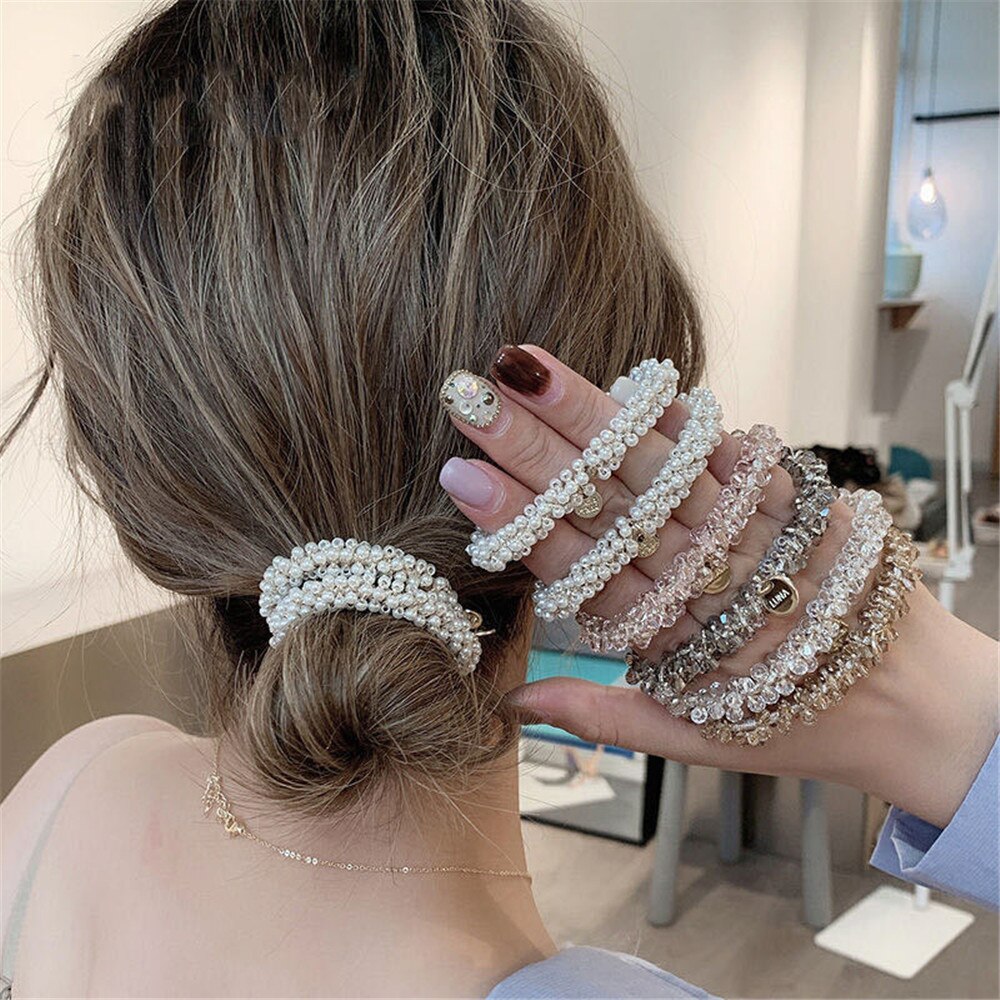 Multicolor Beads Hair Tie Elastic Hair Rope For Women Simple Metal Sheets Scrunchies Ponytail Headdress For Women Accessories Multicolor Beads Hair Tie Elastic Hair Rope For Women Simple Metal Sheets Scrunchies Ponytail Headdress For Women Accessories