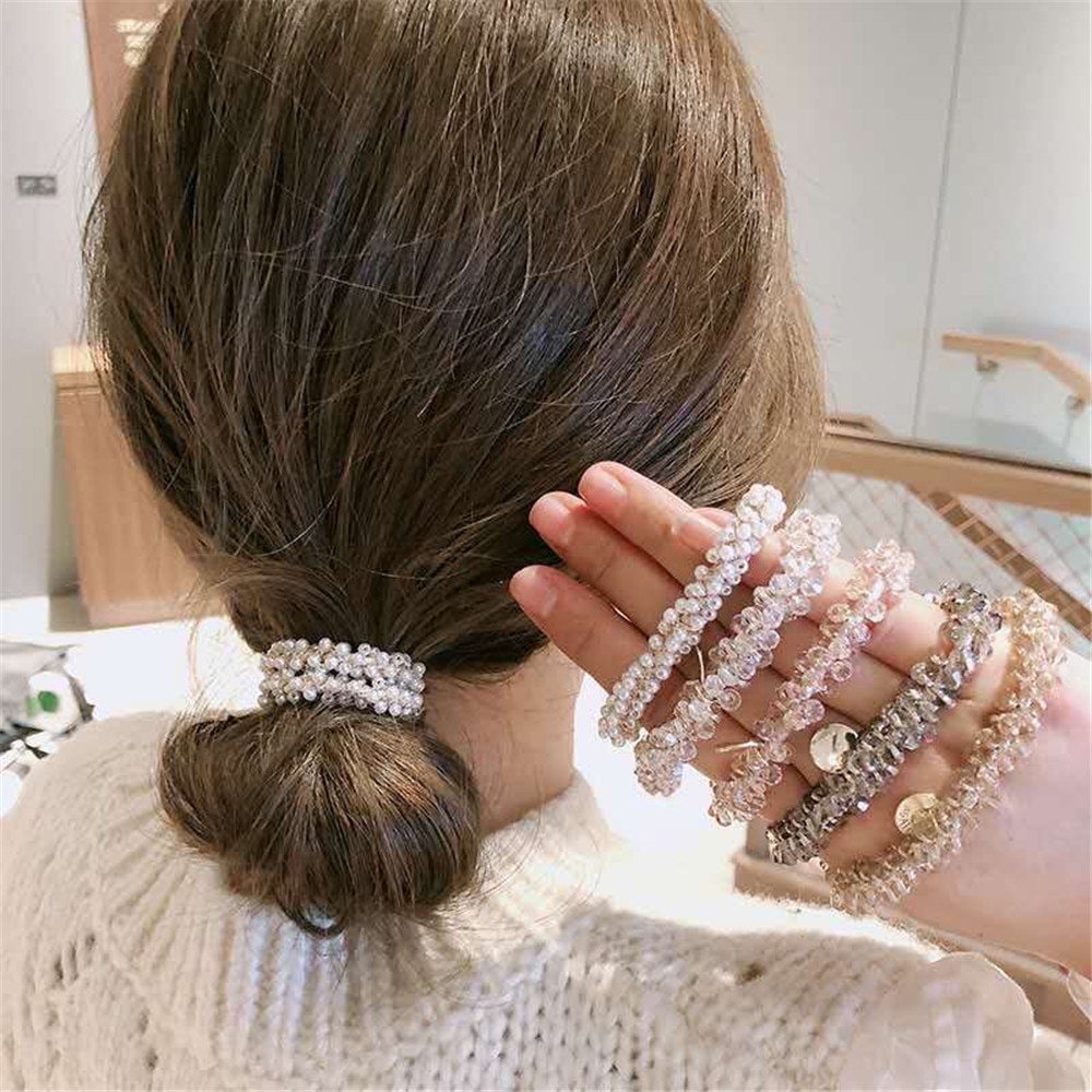 Multicolor Beads Hair Tie Elastic Hair Rope For Women Simple Metal Sheets Scrunchies Ponytail Headdress For Women Accessories Multicolor Beads Hair Tie Elastic Hair Rope For Women Simple Metal Sheets Scrunchies Ponytail Headdress For Women Accessories