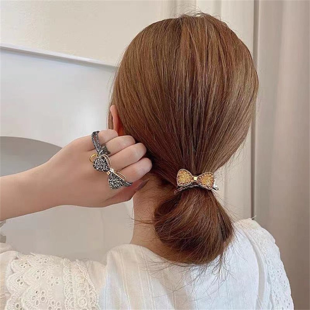 New Arrival Rhinestone Bow Elastic Hair Bands Ties Rubber Girls Fashion Shiny Crystal Hair Rope Ponytail Accessories For Women New Arrival Rhinestone Bow Elastic Hair Bands Ties Rubber Girls Fashion Shiny Crystal Hair Rope Ponytail Accessories For Women