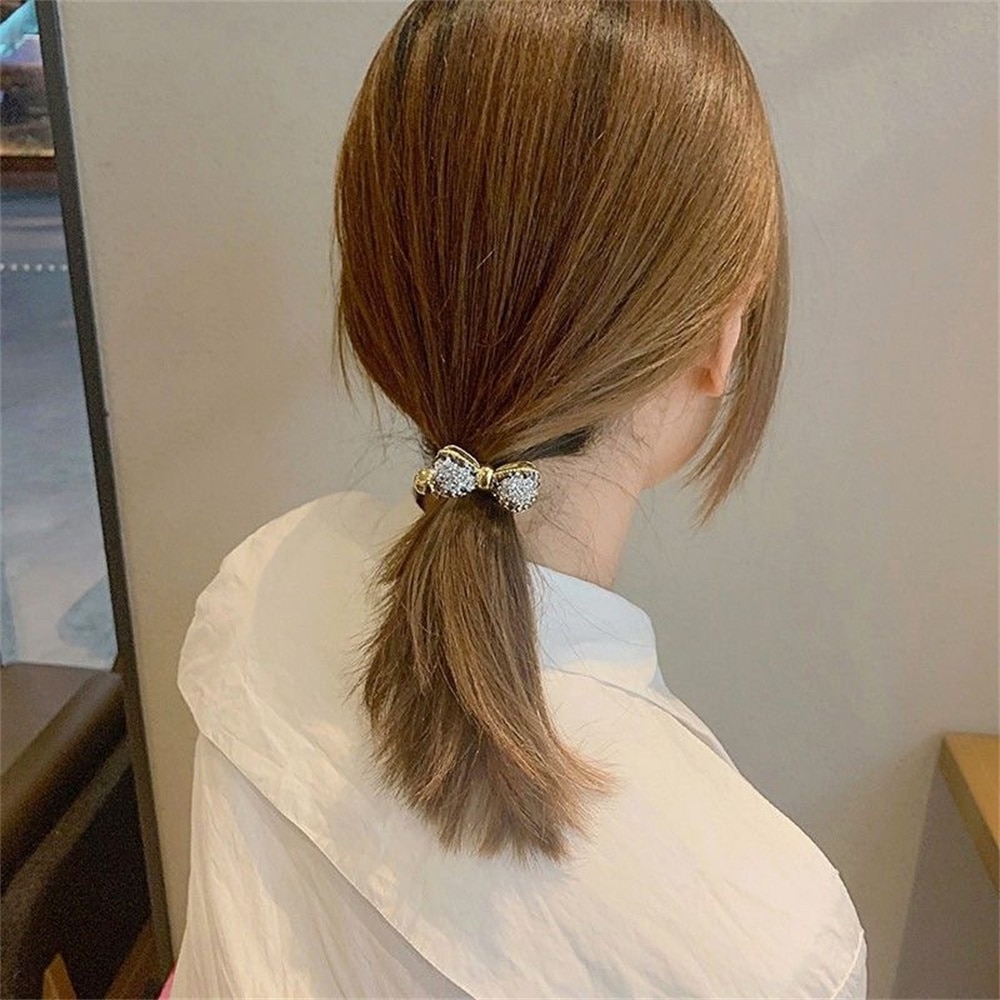 New Arrival Rhinestone Bow Elastic Hair Bands Ties Rubber Girls Fashion Shiny Crystal Hair Rope Ponytail Accessories For Women New Arrival Rhinestone Bow Elastic Hair Bands Ties Rubber Girls Fashion Shiny Crystal Hair Rope Ponytail Accessories For Women