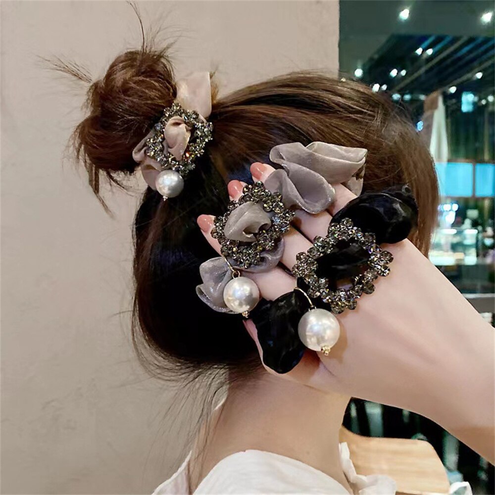 Organza Large Intestine Hair Ring Retro Head Rope Female Ball Hair Rope Elastic Hair Bands Temperament Hair Accessories Organza Large Intestine Hair Ring Retro Head Rope Female Ball Hair Rope Elastic Hair Bands Temperament Hair Accessories