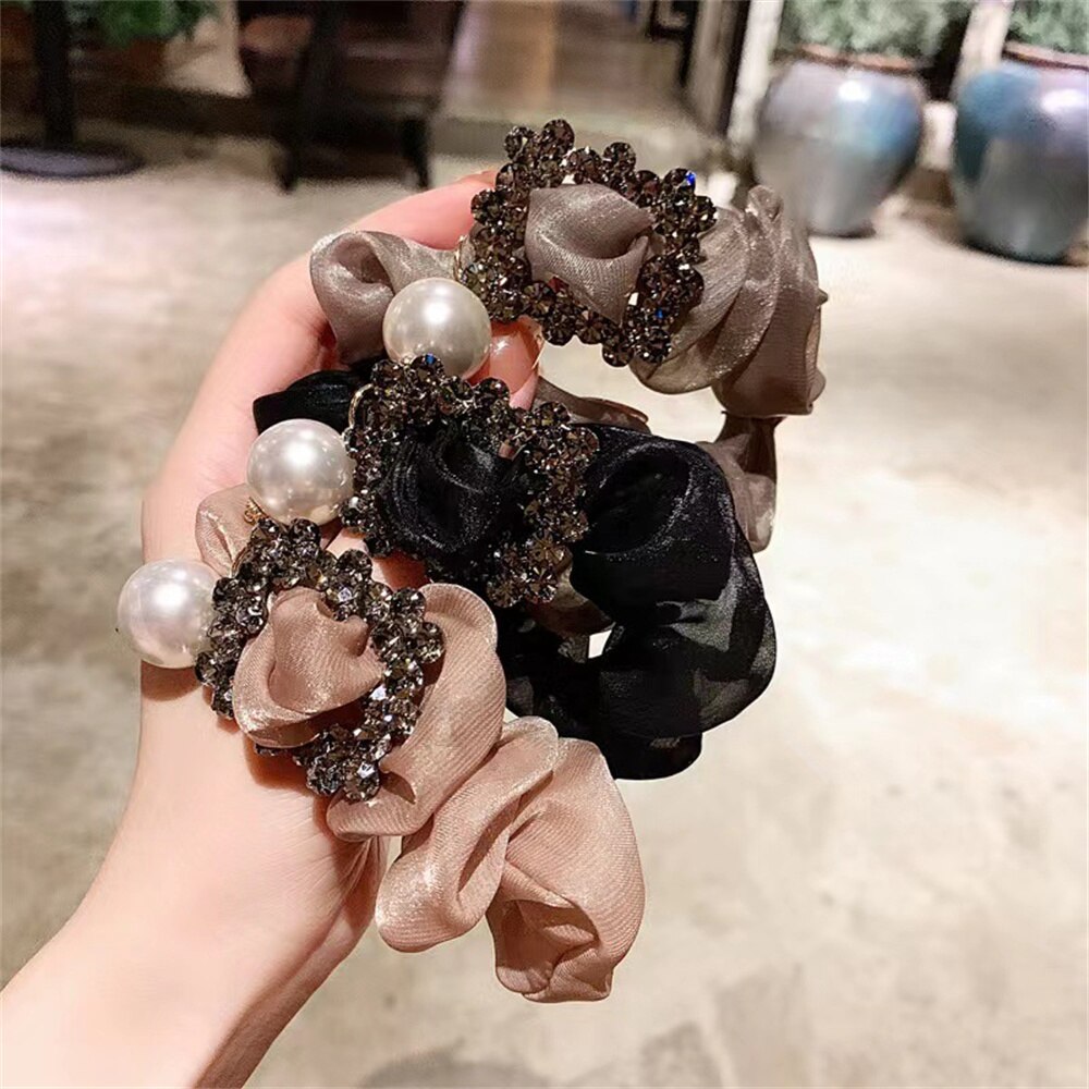 Organza Large Intestine Hair Ring Retro Head Rope Female Ball Hair Rope Elastic Hair Bands Temperament Hair Accessories Organza Large Intestine Hair Ring Retro Head Rope Female Ball Hair Rope Elastic Hair Bands Temperament Hair Accessories