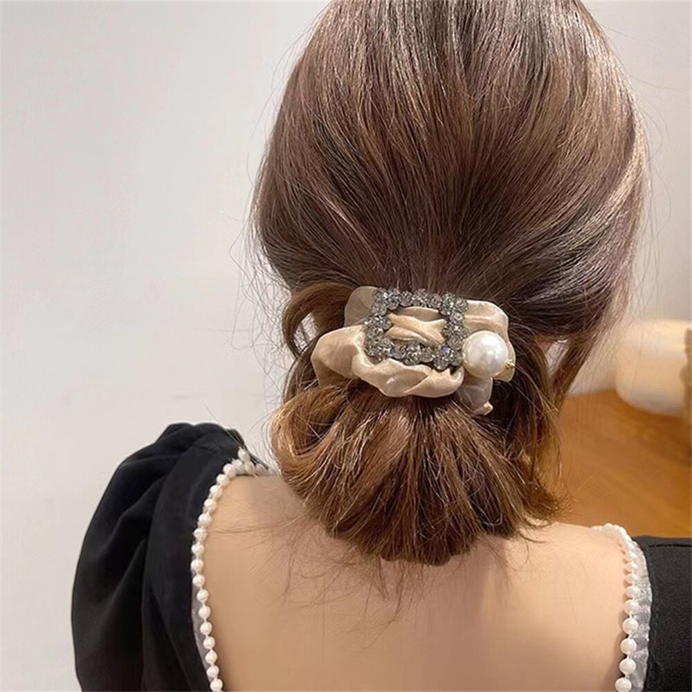 Organza Large Intestine Hair Ring Retro Head Rope Female Ball Hair Rope Elastic Hair Bands Temperament Hair Accessories Organza Large Intestine Hair Ring Retro Head Rope Female Ball Hair Rope Elastic Hair Bands Temperament Hair Accessories