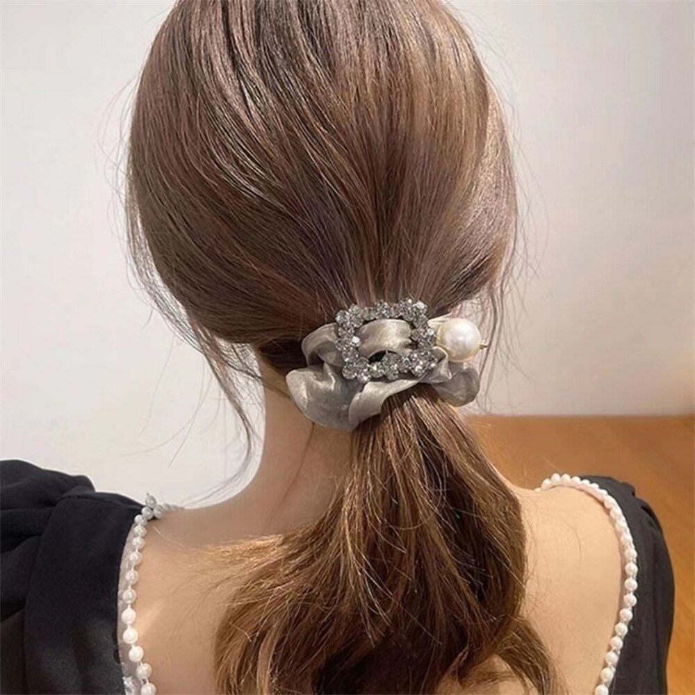 Organza Large Intestine Hair Ring Retro Head Rope Female Ball Hair Rope Elastic Hair Bands Temperament Hair Accessories Organza Large Intestine Hair Ring Retro Head Rope Female Ball Hair Rope Elastic Hair Bands Temperament Hair Accessories