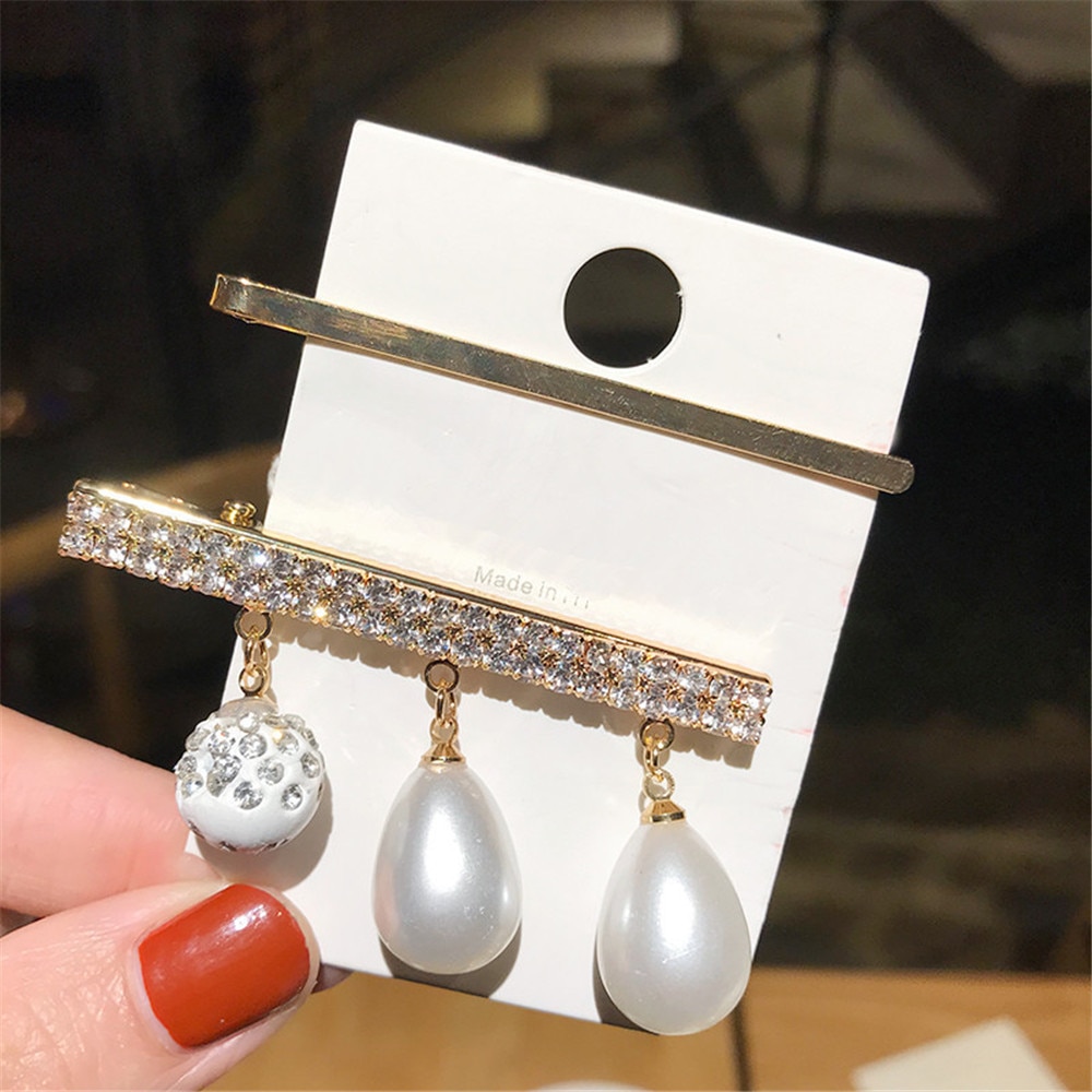 New Women Luxury Shining Crystals Pearls Barrettes Elegant Headband Hair Clips Sweet Hairpins Lady Fashion Hair Accessories New Women Luxury Shining Crystals Pearls Barrettes Elegant Headband Hair Clips Sweet Hairpins Lady Fashion Hair Accessories