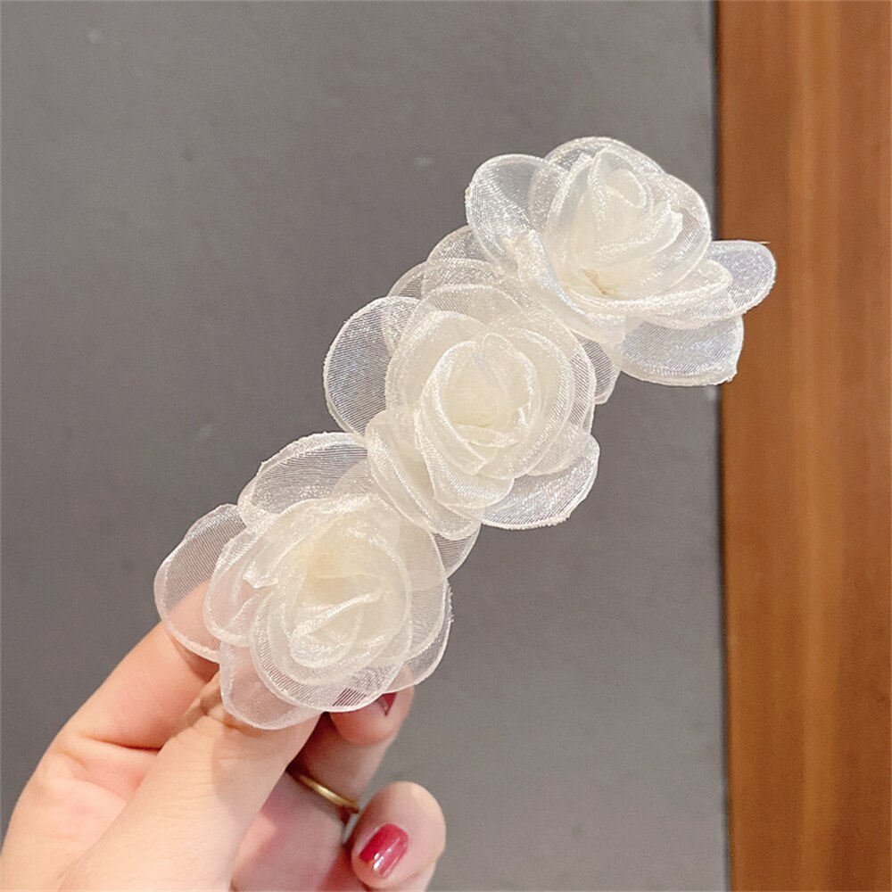 Fashion Flower Headdress Pink Floral Hairpin Spring Clip for Women Hair Jewelry Woman Statement Wedding Girls Hair Accessories