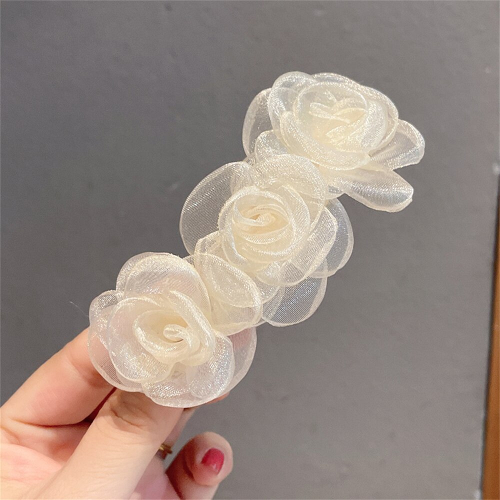 Fashion Flower Headdress Pink Floral Hairpin Spring Clip for Women Hair Jewelry Woman Statement Wedding Girls Hair Accessories