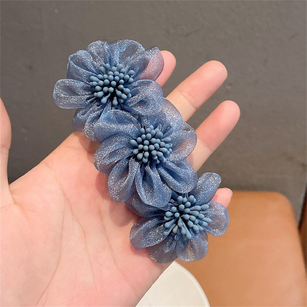 Fashion Flower Headdress Pink Floral Hairpin Spring Clip for Women Hair Jewelry Woman Statement Wedding Girls Hair Accessories