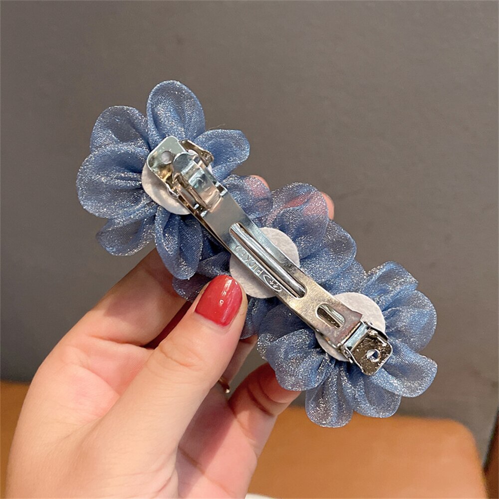 Fashion Flower Headdress Pink Floral Hairpin Spring Clip for Women Hair Jewelry Woman Statement Wedding Girls Hair Accessories