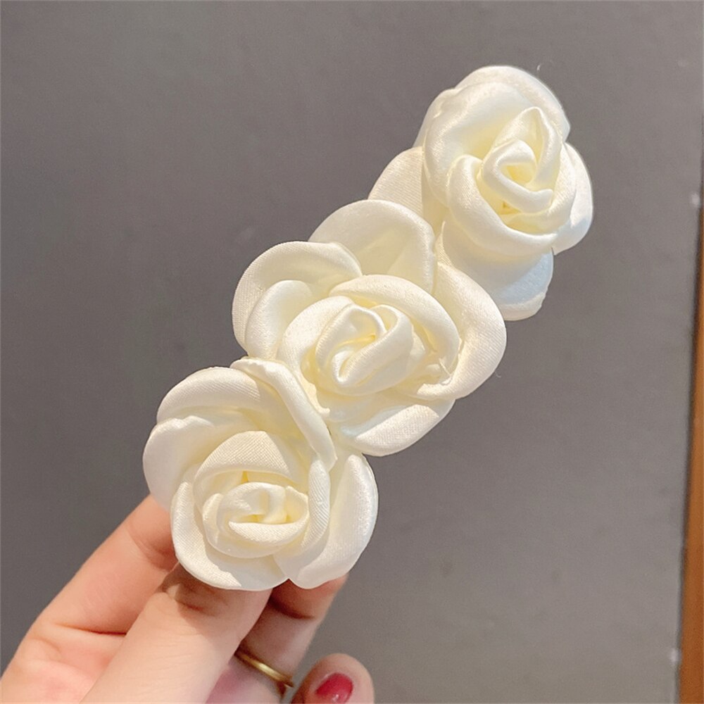 Fashion Flower Headdress Pink Floral Hairpin Spring Clip for Women Hair Jewelry Woman Statement Wedding Girls Hair Accessories