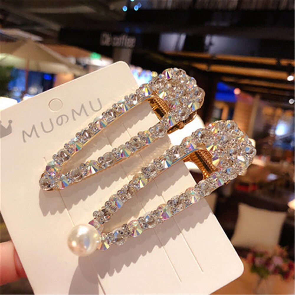 Full Crystal Hairpins Woman Hair Accessories Pearl Hair Clips Korean Style Hair Grip Girls Sweet BB Clips Barrettes Headwear
