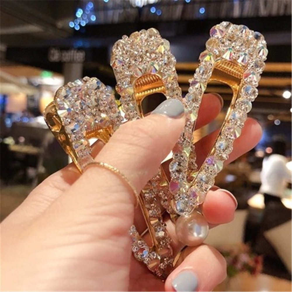 Full Crystal Hairpins Woman Hair Accessories Pearl Hair Clips Korean Style Hair Grip Girls Sweet BB Clips Barrettes Headwear Full Crystal Hairpins Woman Hair Accessories Pearl Hair Clips Korean Style Hair Grip Girls Sweet BB Clips Barrettes Headwear